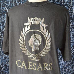 Vintage Men T-Shirt CAESARS Exclusive  Silver Print  Black (slightly faded)  XL